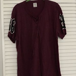 VS PINK Maroon tie up long tee